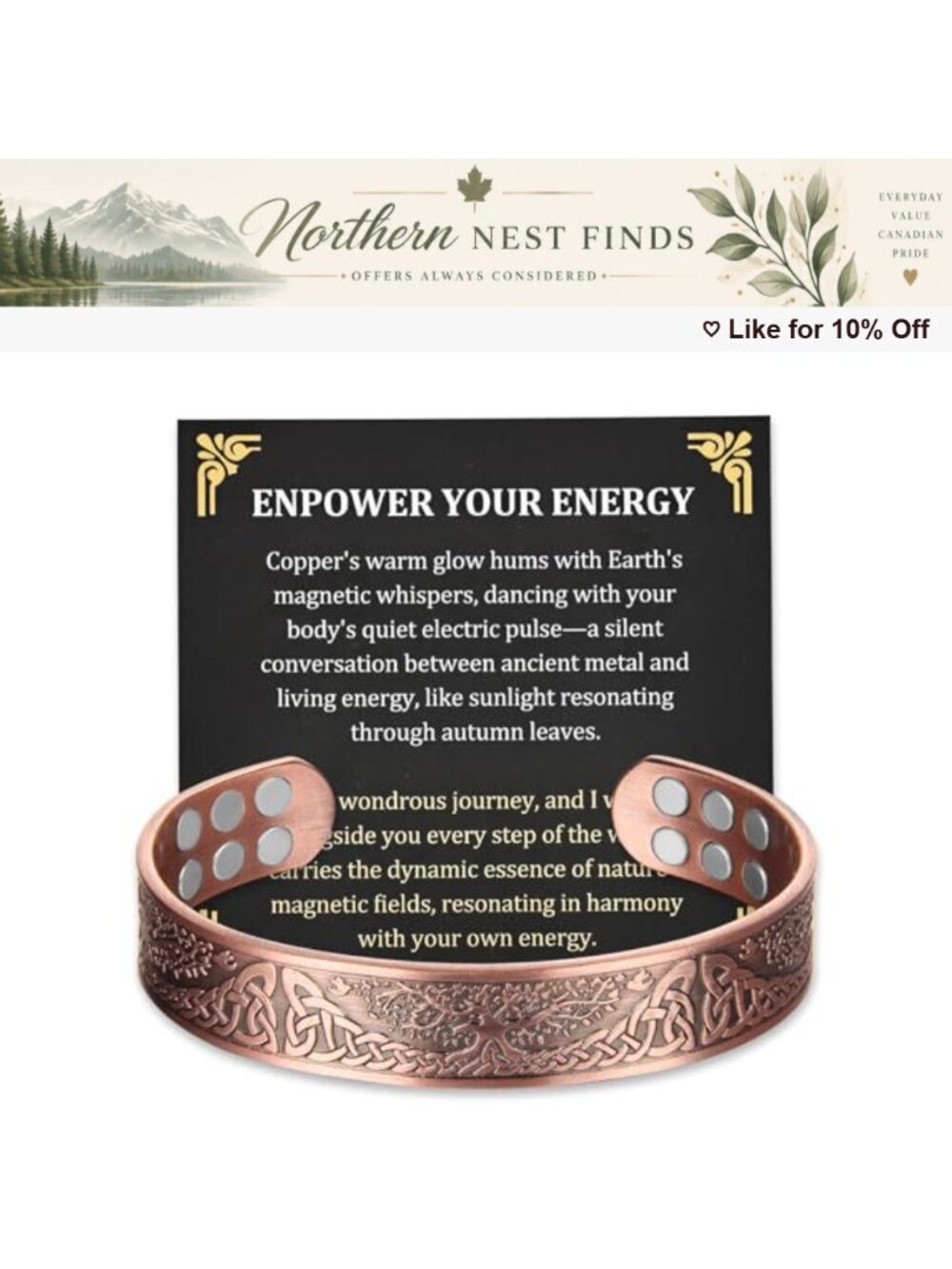 Copper Magnetic Bracelet 18X Strength Magnets Adjustable Bangle Men